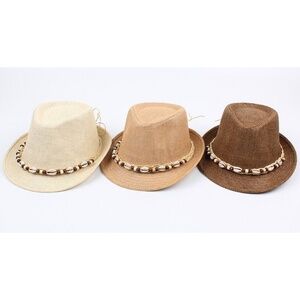 Straw Hat Casual Cowrie Shell Hat Fedoras Hat Summer Beach Sun Hat